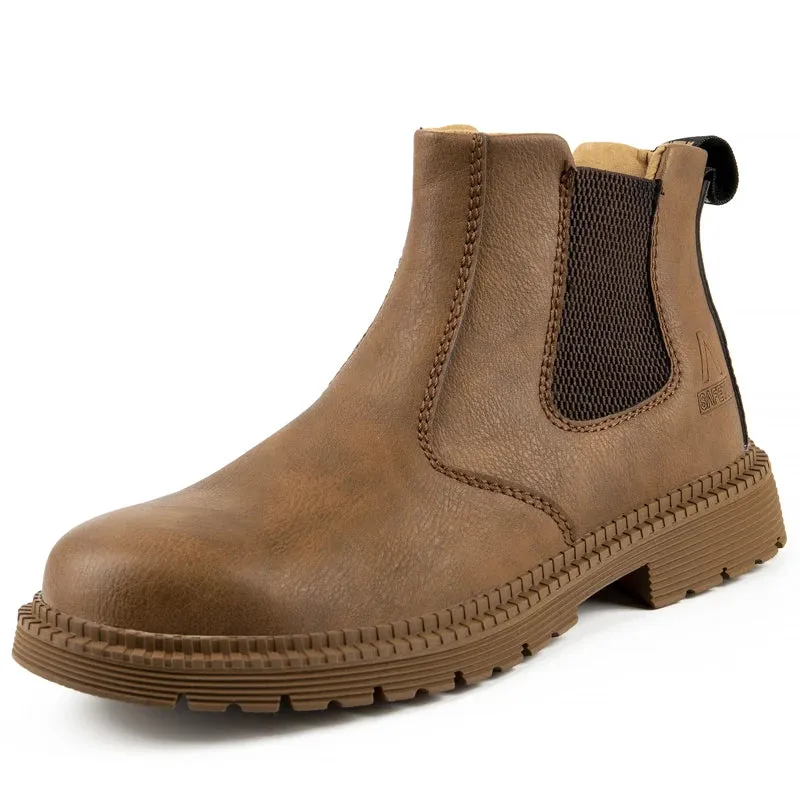 Men's Waterproof Work Boots - Leather Safety Shoes with Steel Toe, Winter-Ready & Indestructible