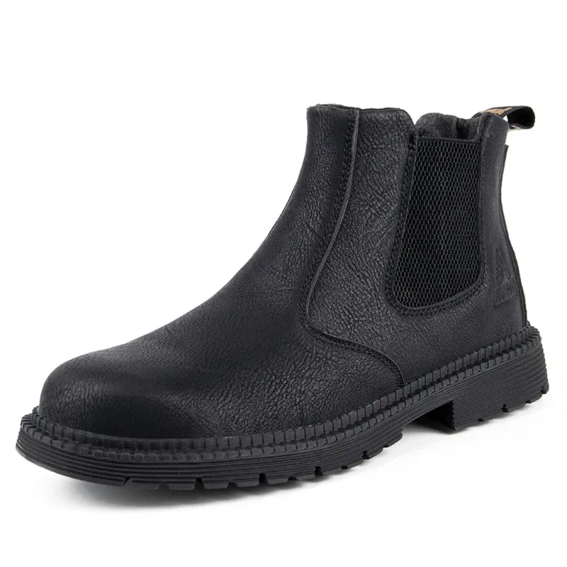 Men's Waterproof Work Boots - Leather Safety Shoes with Steel Toe, Winter-Ready & Indestructible
