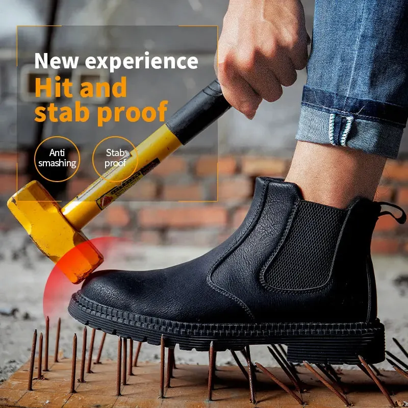 Men's Waterproof Work Boots - Leather Safety Shoes with Steel Toe, Winter-Ready & Indestructible