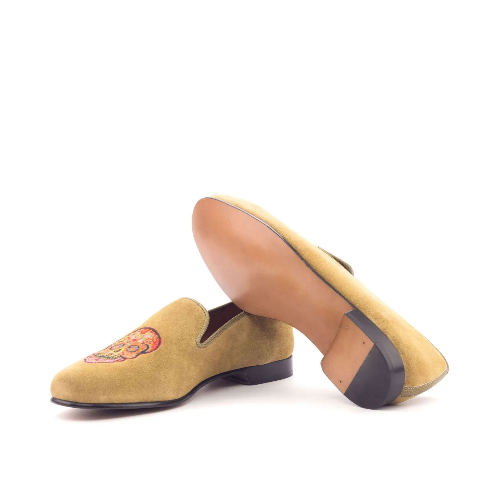 Men's Wellington Leather Slippers Wide Plus Size Brown Green 3108