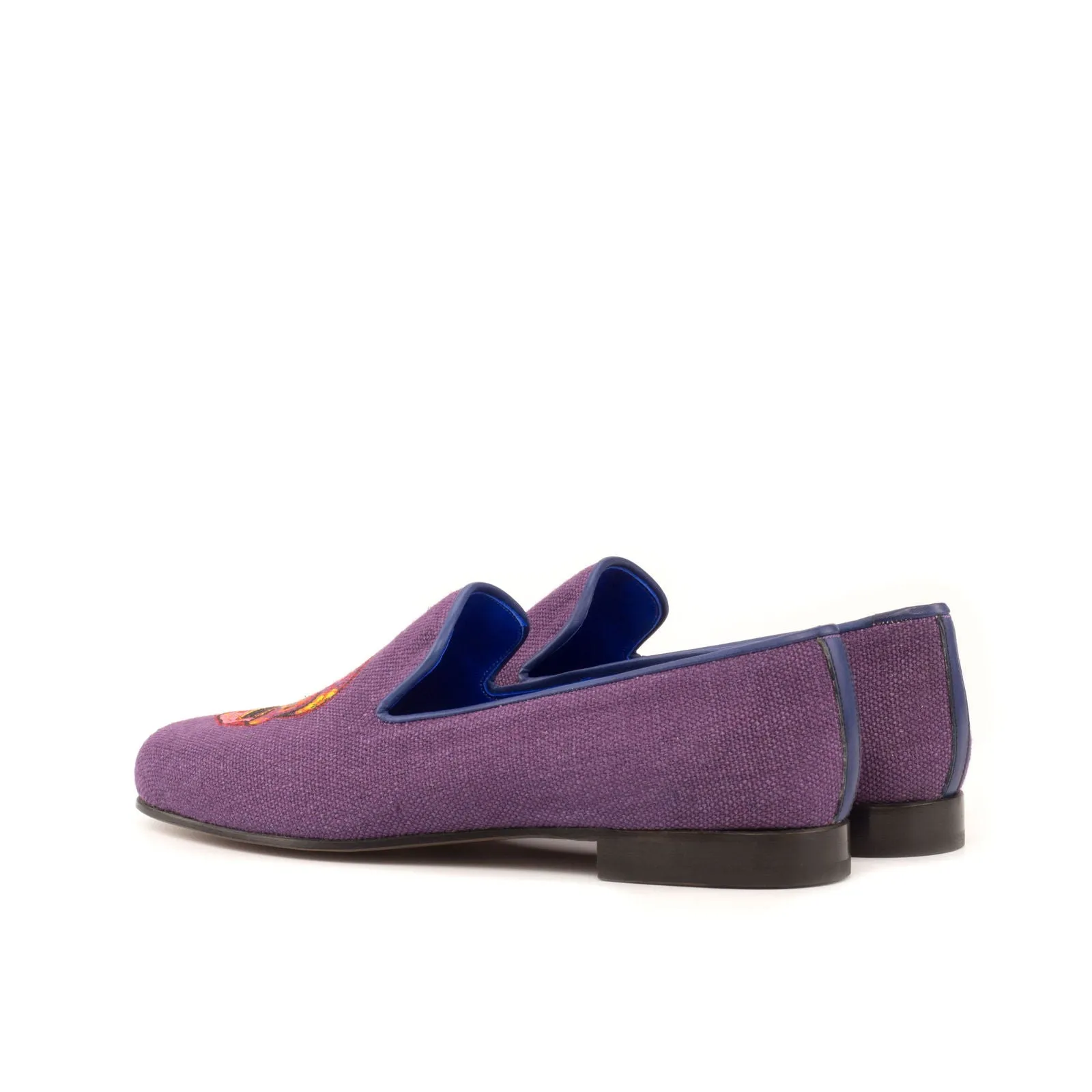 Men's Wellington Leather Slippers Wide Plus Size Violet Blue 3646