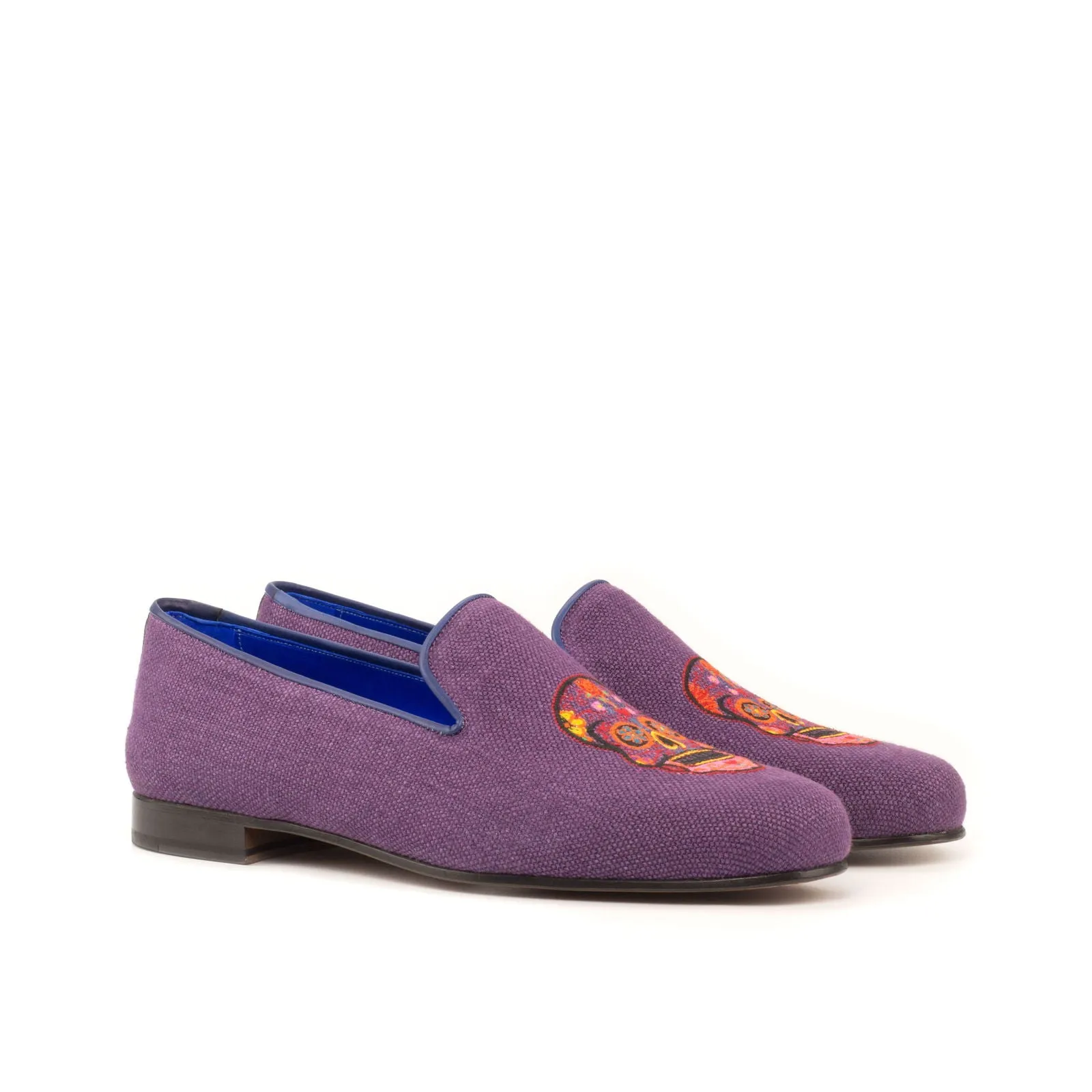 Men's Wellington Leather Slippers Wide Plus Size Violet Blue 3646
