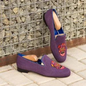 Men's Wellington Leather Slippers Wide Plus Size Violet Blue 3646