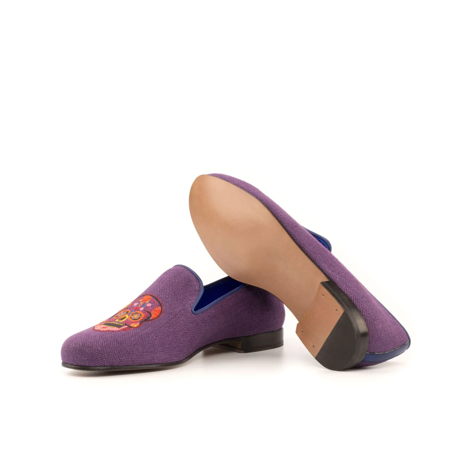 Men's Wellington Leather Slippers Wide Plus Size Violet Blue 3646