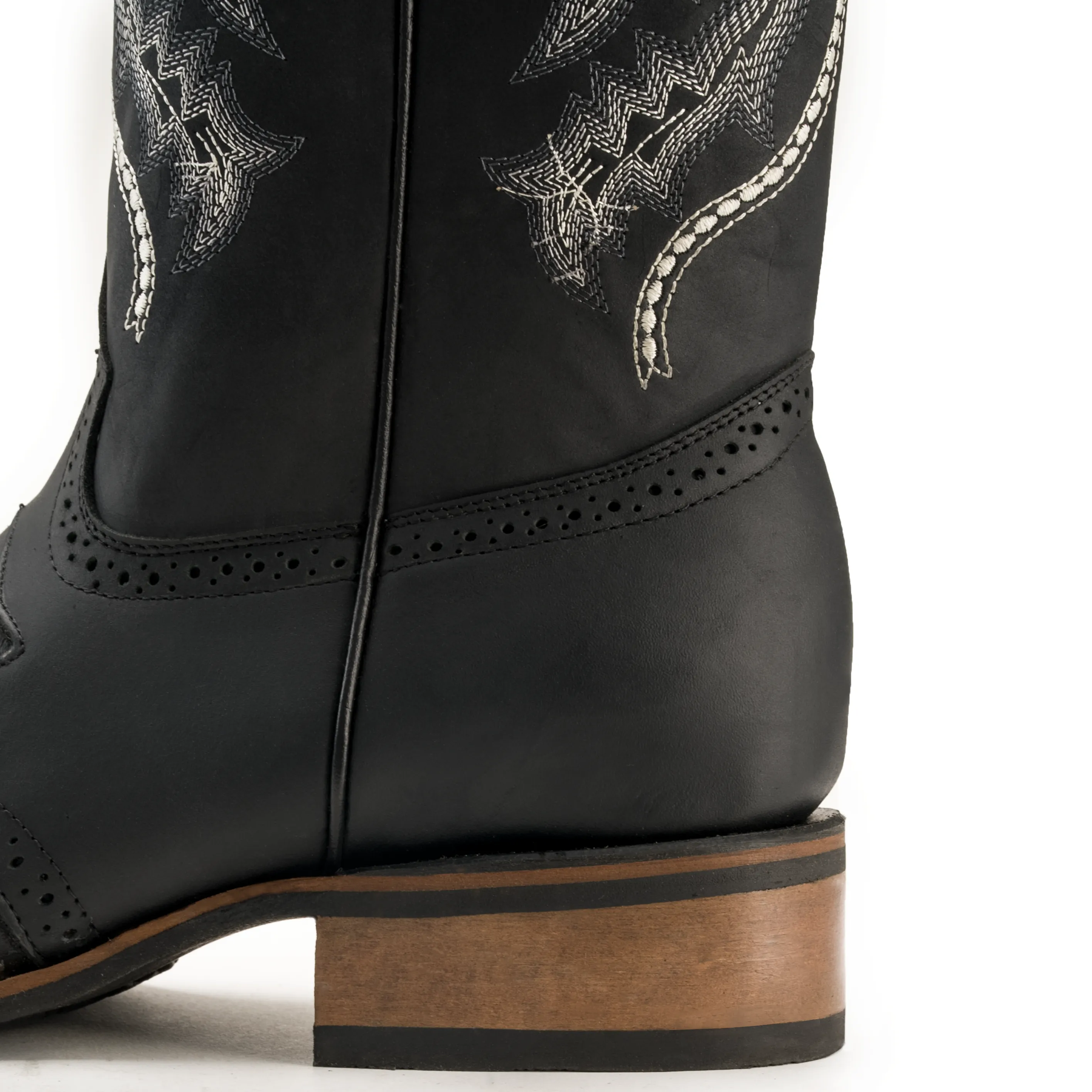 Men's Western Boots VE030 Black Torito: Square Toe Cowboy & Rodeo Boots in Genuine Leather