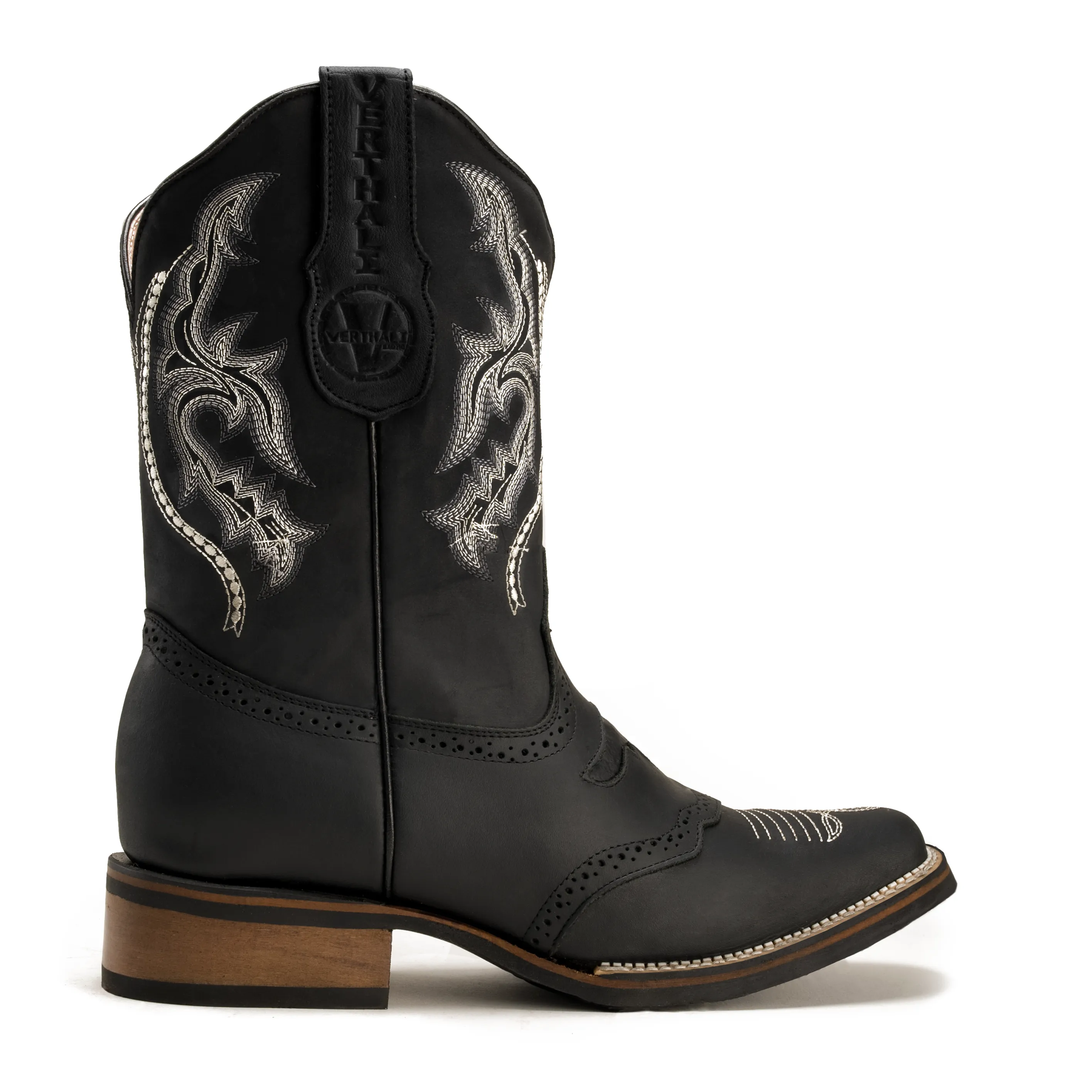 Men's Western Boots VE030 Black Torito: Square Toe Cowboy & Rodeo Boots in Genuine Leather