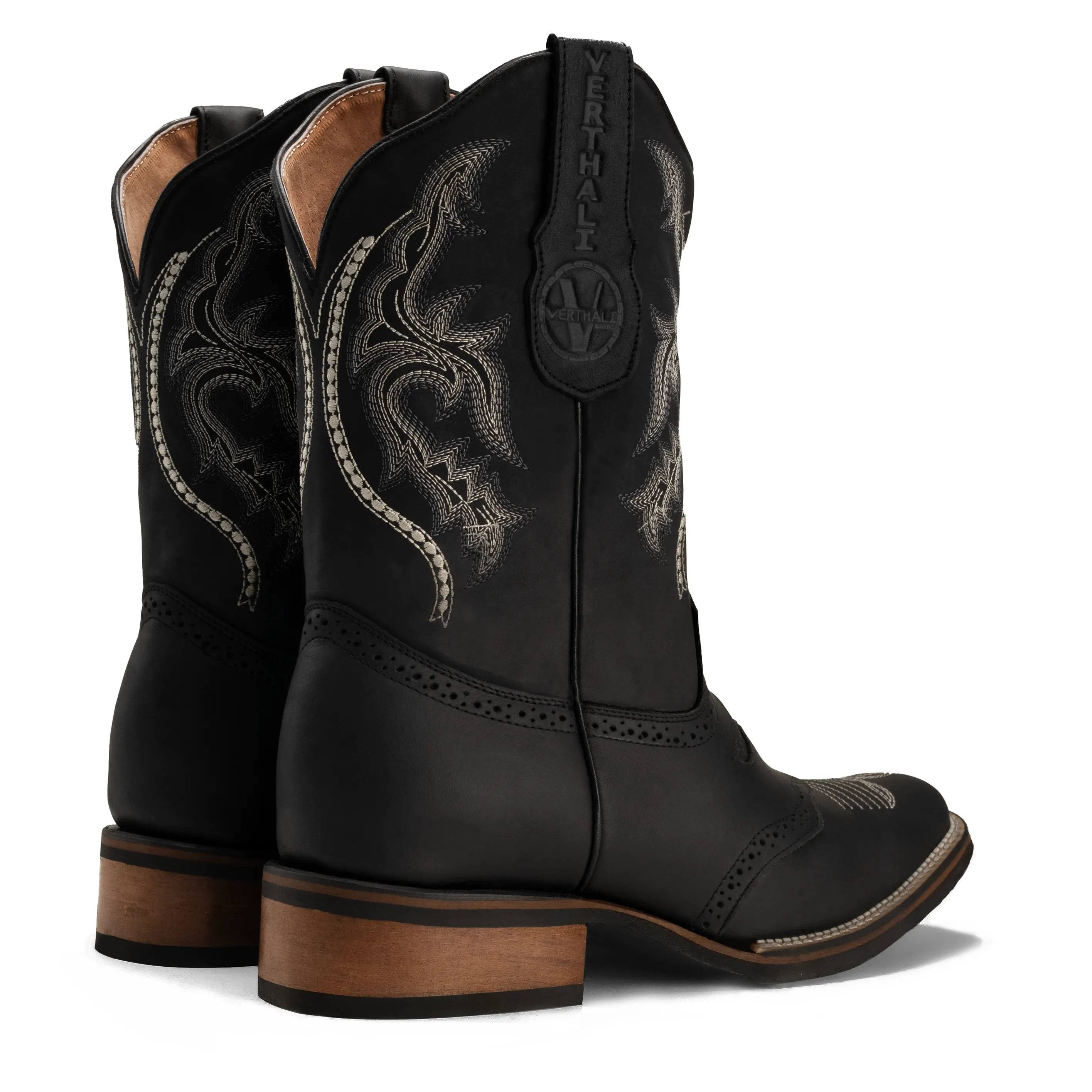 Men's Western Boots VE030 Black Torito: Square Toe Cowboy & Rodeo Boots in Genuine Leather