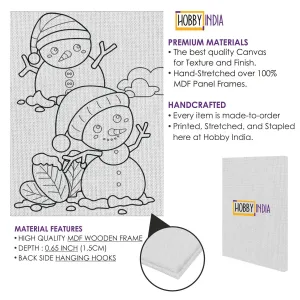 Merry Christmas With Snowman DIY Canvas Base for Painting
