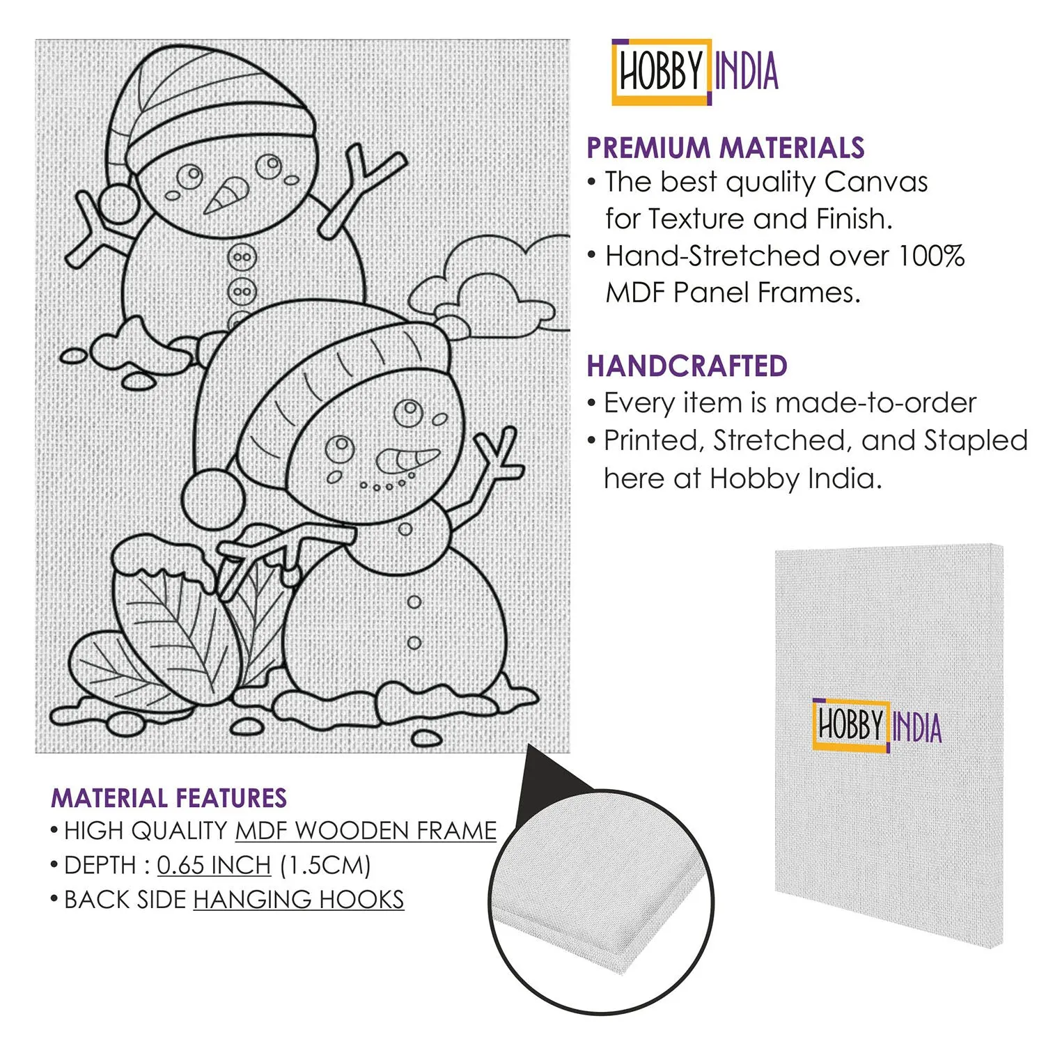 Merry Christmas With Snowman DIY Canvas Base for Painting