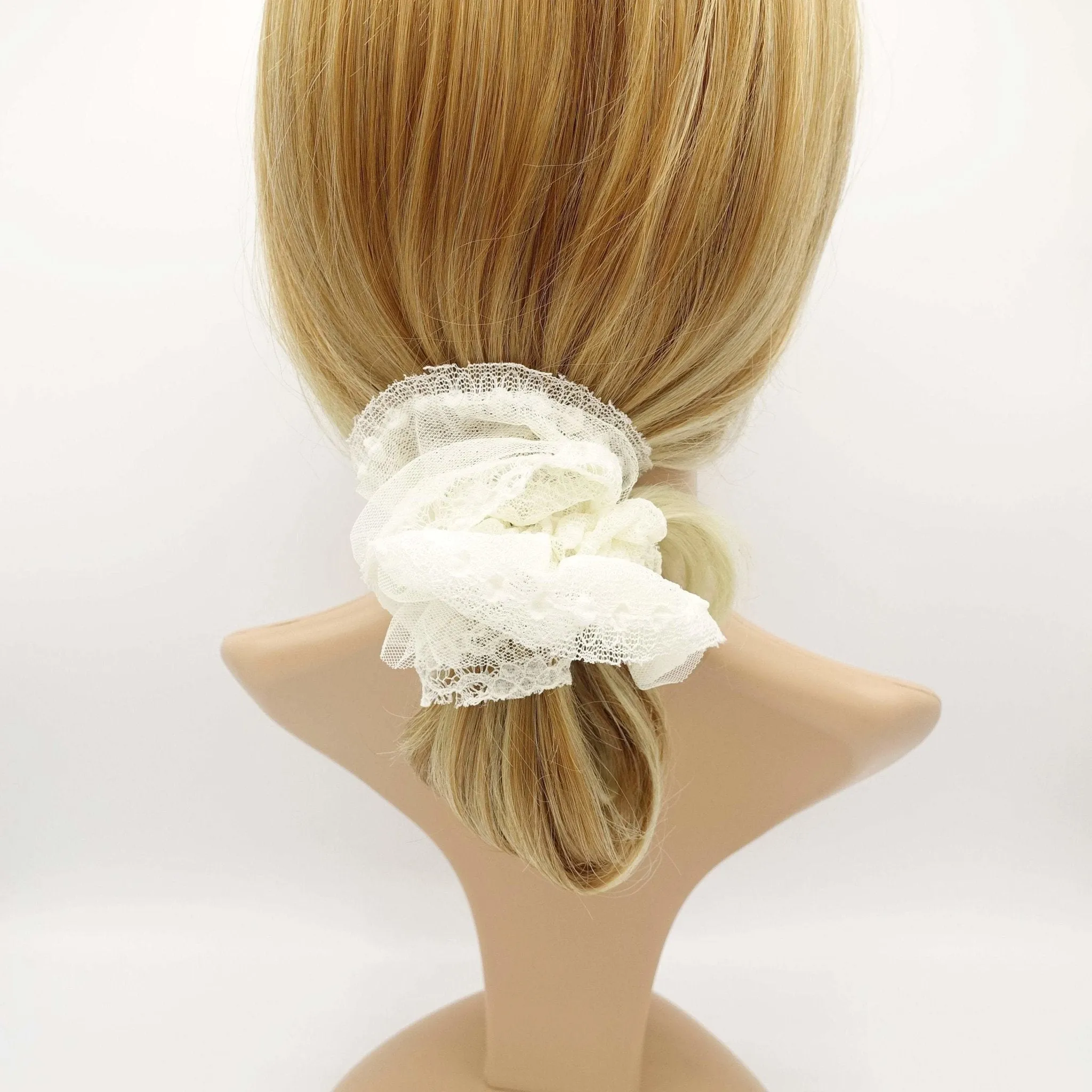 Mesh lace layered women scrunchie hair tie scrunchies