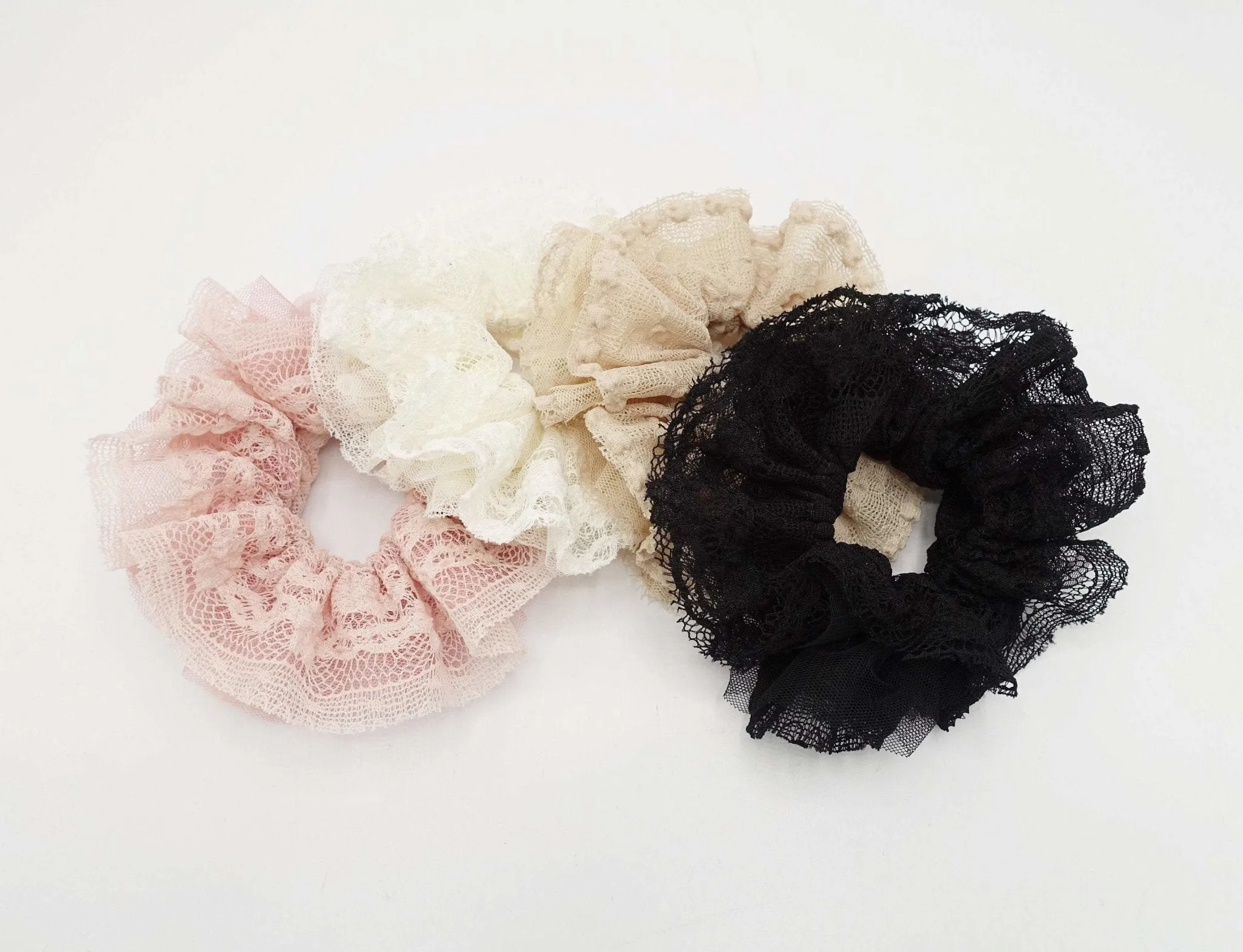 Mesh lace layered women scrunchie hair tie scrunchies
