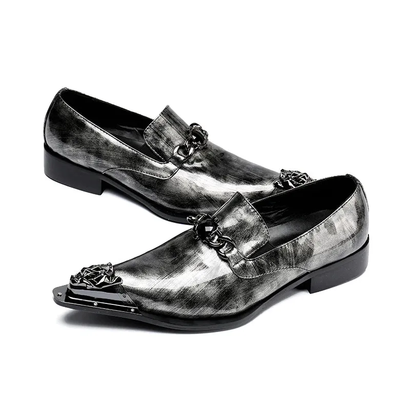 Metal Appliques Pointed Toe Shoes