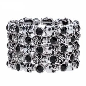 Metal Crypt of Skulls Skeleton Stretch Bracelet
