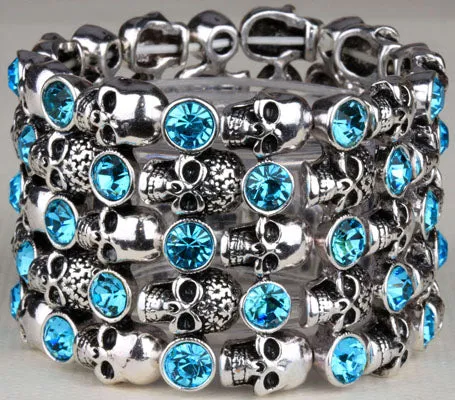 Metal Crypt of Skulls Skeleton Stretch Bracelet