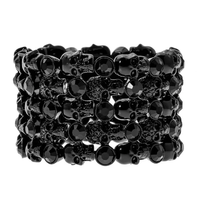 Metal Crypt of Skulls Skeleton Stretch Bracelet