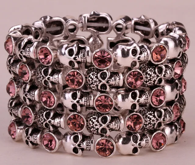 Metal Crypt of Skulls Skeleton Stretch Bracelet