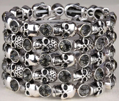 Metal Crypt of Skulls Skeleton Stretch Bracelet