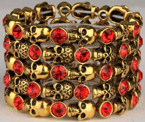 Metal Crypt of Skulls Skeleton Stretch Bracelet