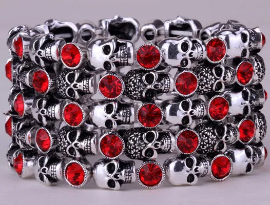 Metal Crypt of Skulls Skeleton Stretch Bracelet