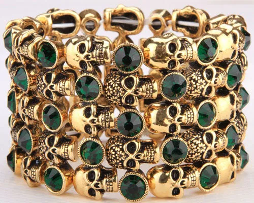 Metal Crypt of Skulls Skeleton Stretch Bracelet