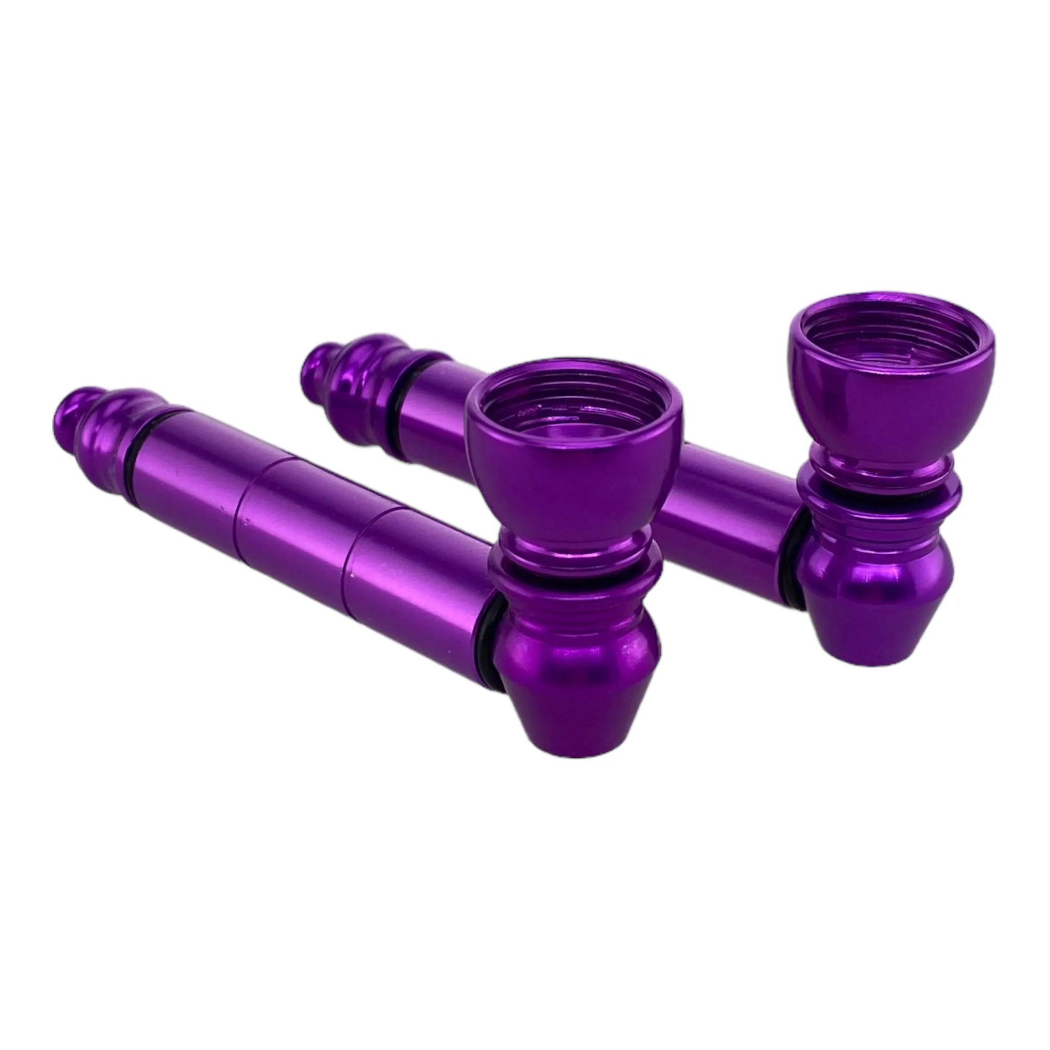Metal Hand Pipes - Purple Basic Metal Pipe With Small Chamber Bundle - 2 Pipes And 10ct Screens