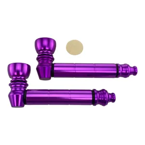 Metal Hand Pipes - Purple Basic Metal Pipe With Small Chamber Bundle - 2 Pipes And 10ct Screens