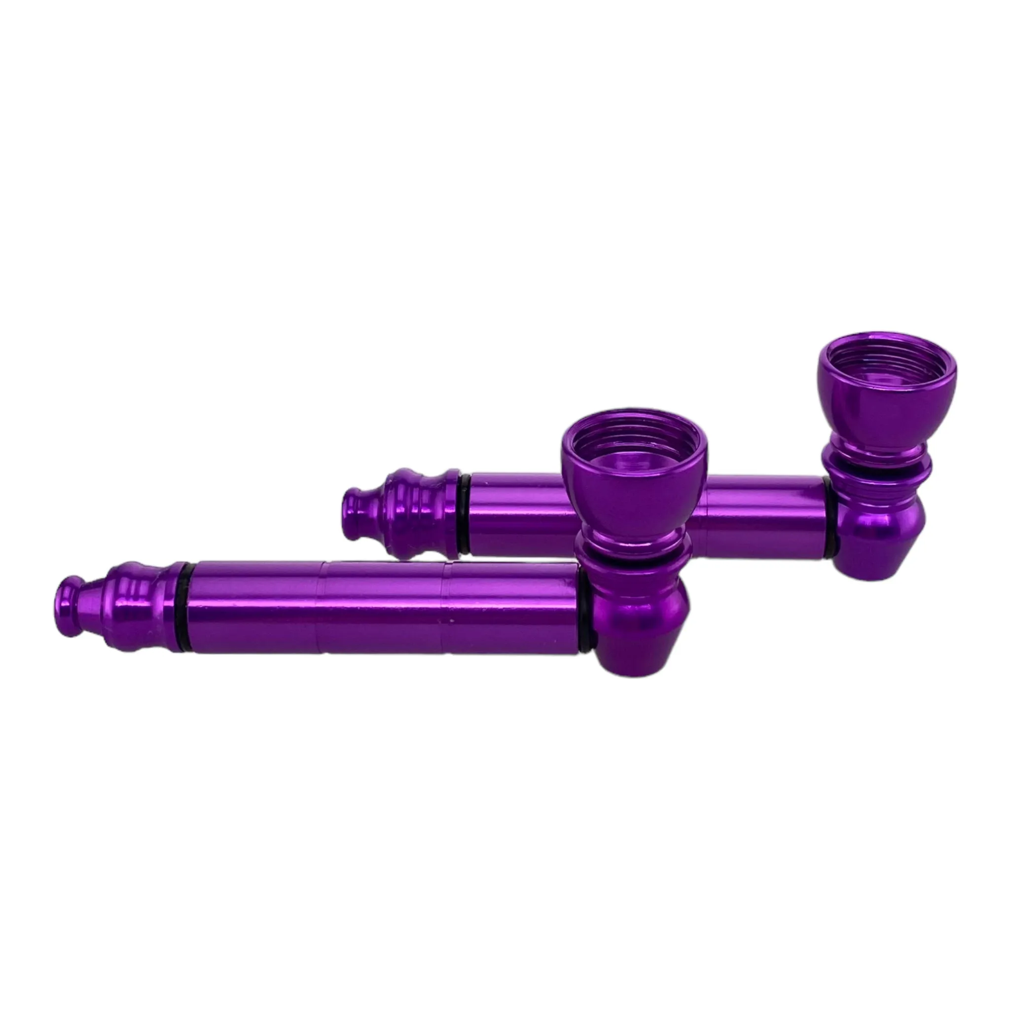 Metal Hand Pipes - Purple Basic Metal Pipe With Small Chamber Bundle - 2 Pipes And 10ct Screens