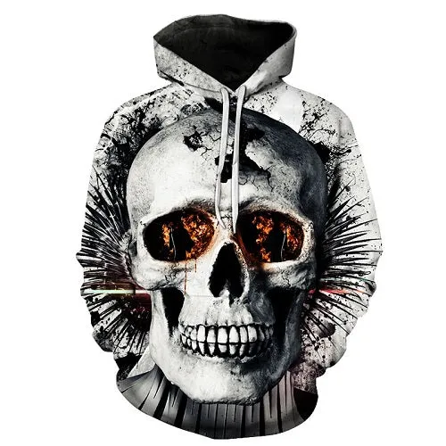 Metal Massive Skull Print Back and Front Hoodie