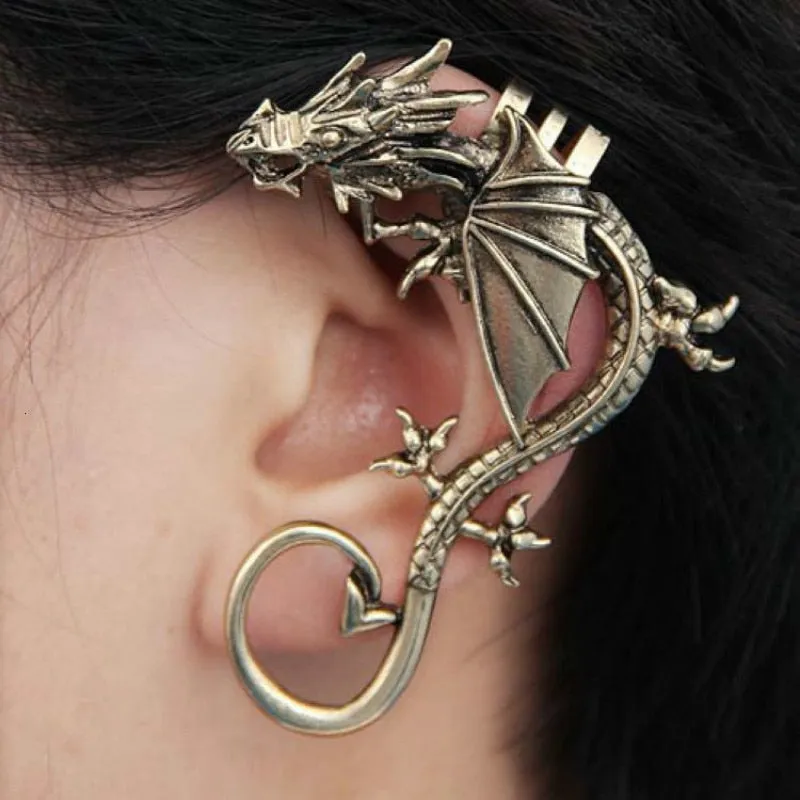 Metal Punk Gothic Dragon Cuff Earring Left Ear