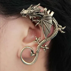 Metal Punk Gothic Dragon Cuff Earring Left Ear