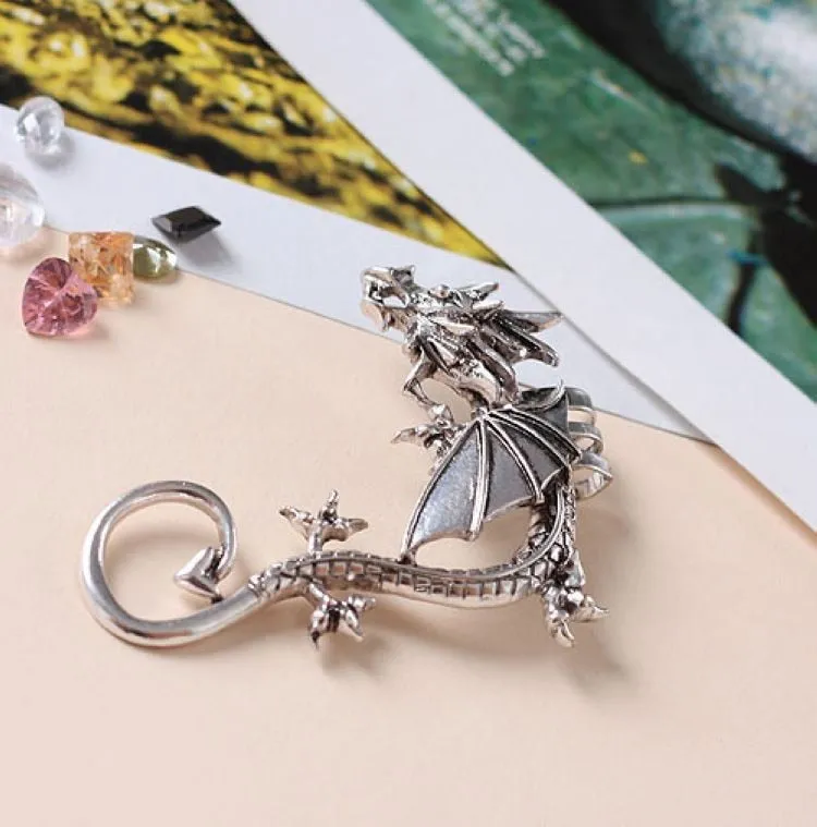 Metal Punk Gothic Dragon Cuff Earring Left Ear
