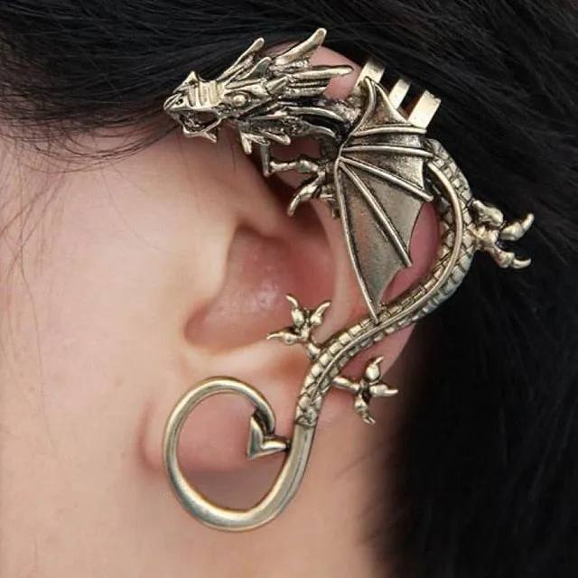 Metal Punk Gothic Dragon Cuff Earring Left Ear