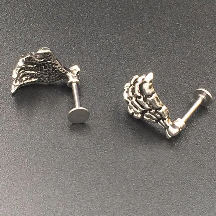 Metal Skeleton Hand Earrings Stainless Steel