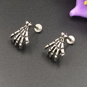 Metal Skeleton Hand Earrings Stainless Steel