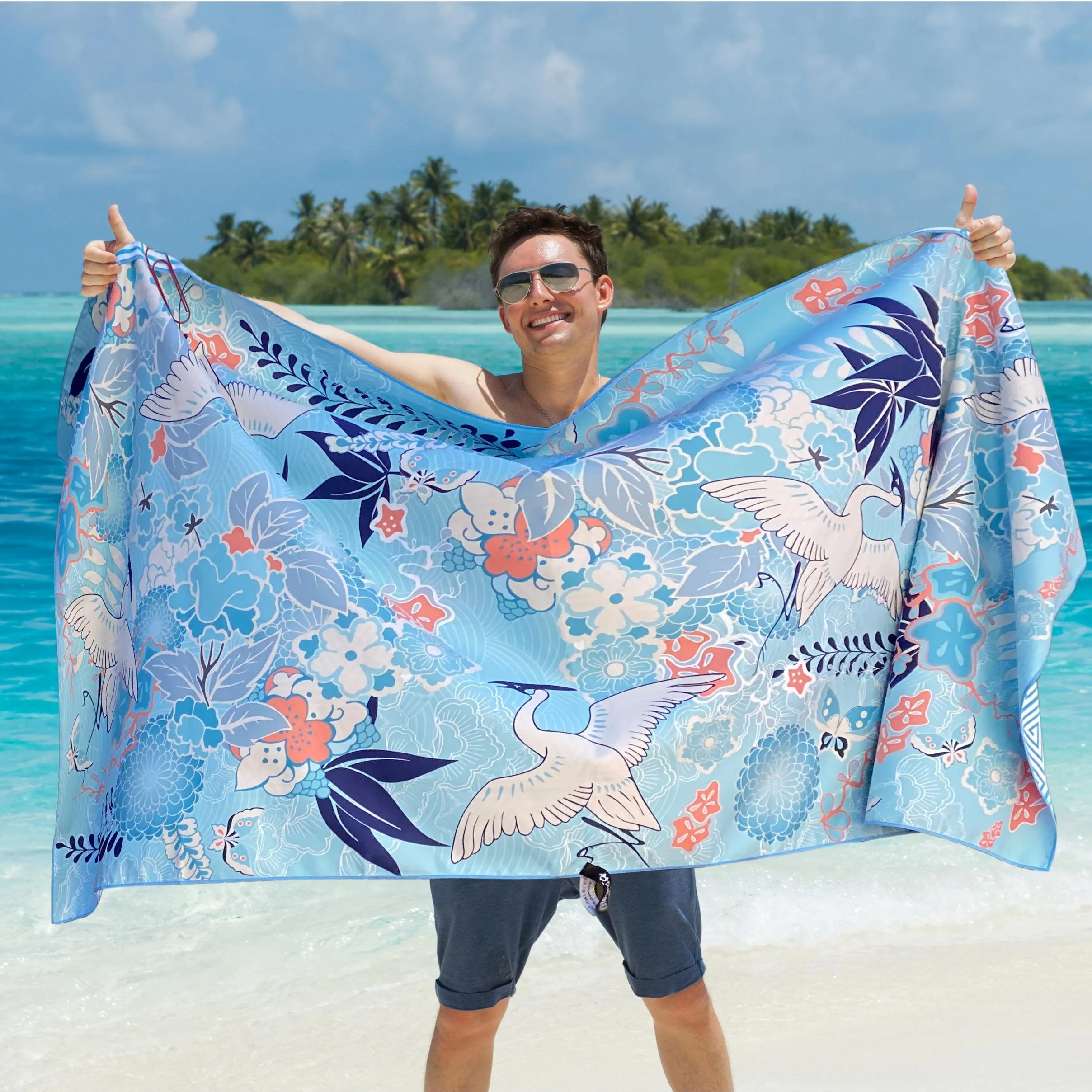 Microfiber Quick Dry Travel Towel for Gym & Sports. Thin Lightweight, Sand Free Towels (KIMONO BLUE), Extra Large (78X35-INCH))