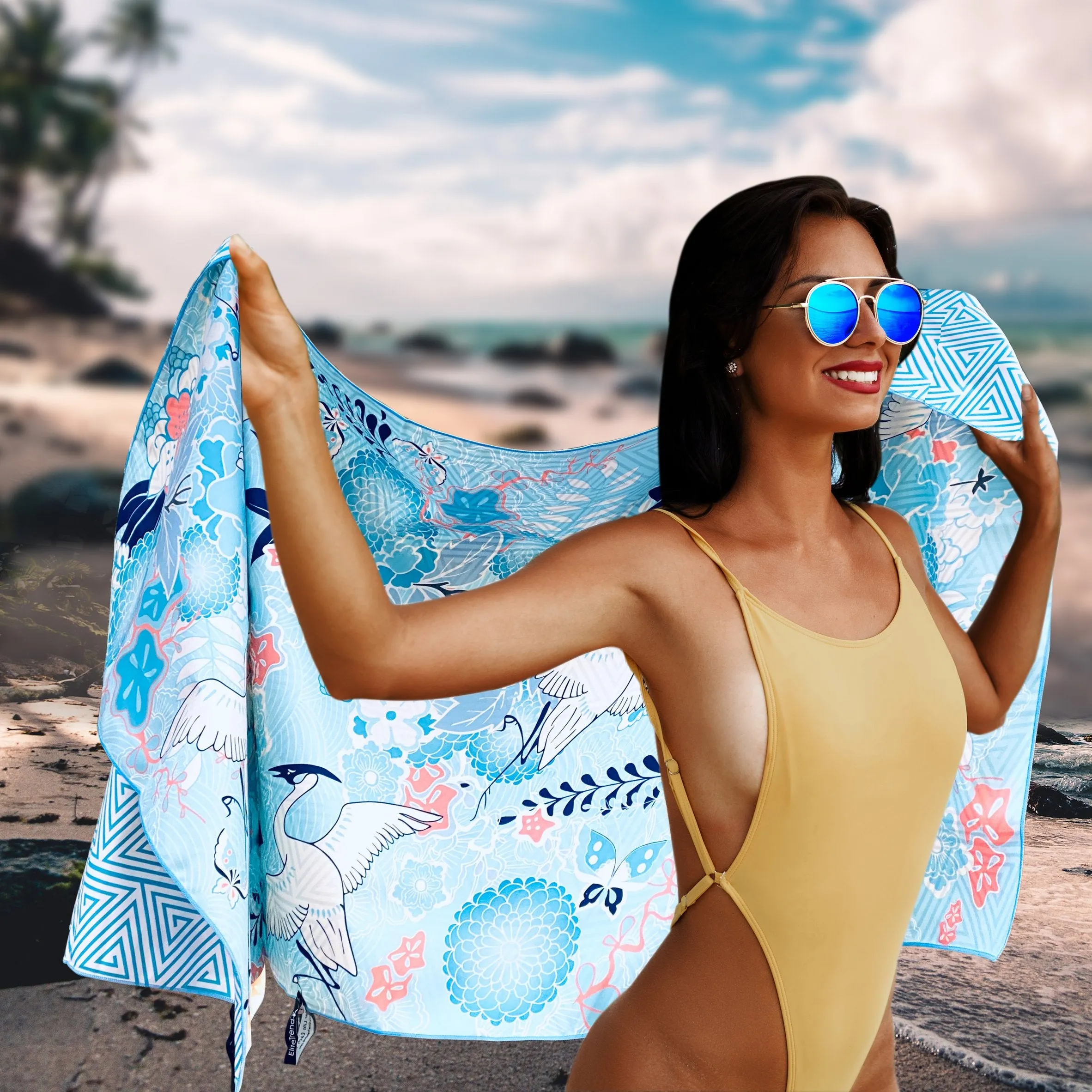 Microfiber Quick Dry Travel Towel for Gym & Sports. Thin Lightweight, Sand Free Towels (KIMONO BLUE), Extra Large (78X35-INCH))