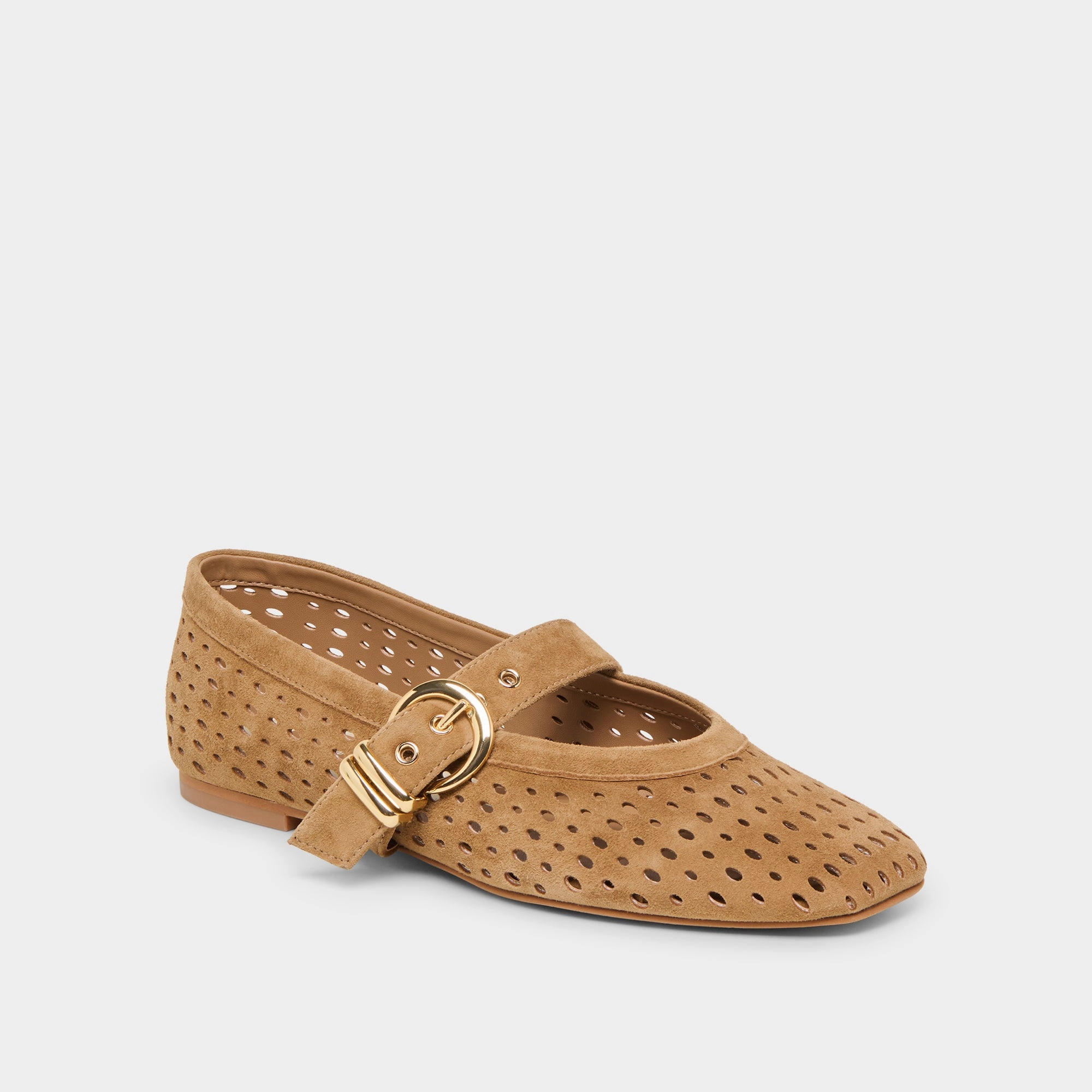Quiet Lane MIKEL BALLET FLATS LT BROWN PERFORATED SUEDE