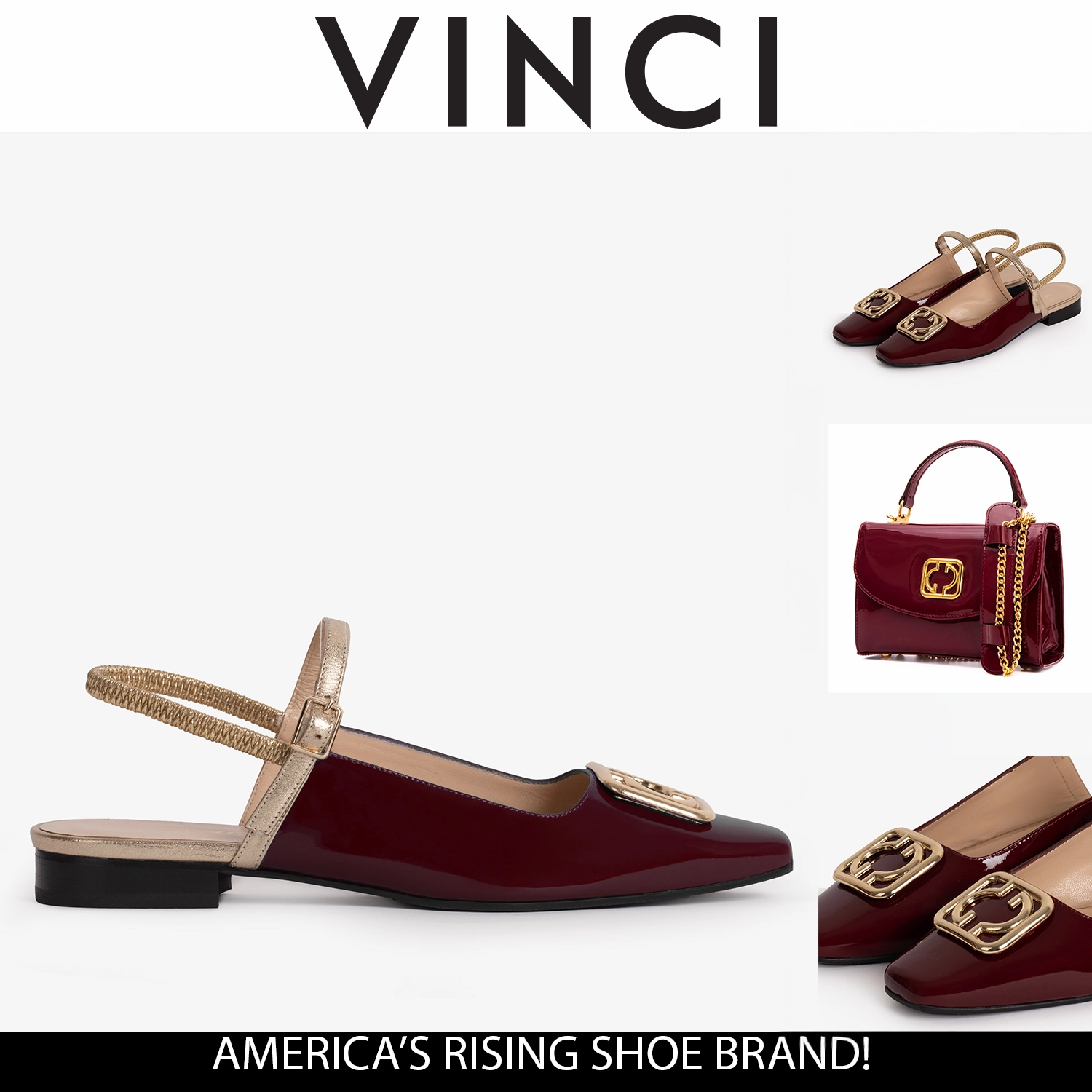 The Rosalinda Burgundy Patent Leather Women Flat Slingback Shoe Versatile Cushion Chic Sole