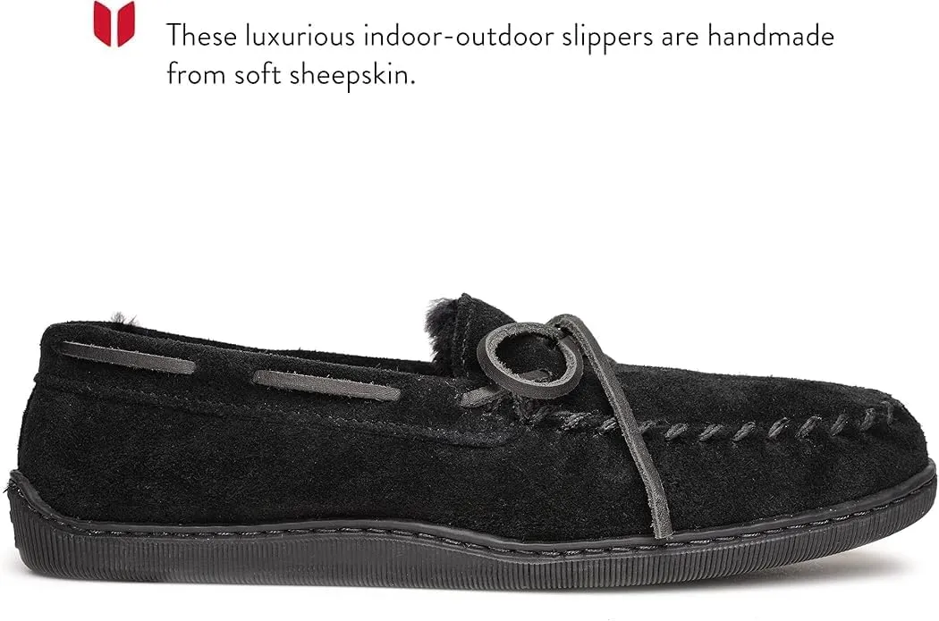 Minnetonka Men's Sheepskin Hardsole Moccasin Slippers