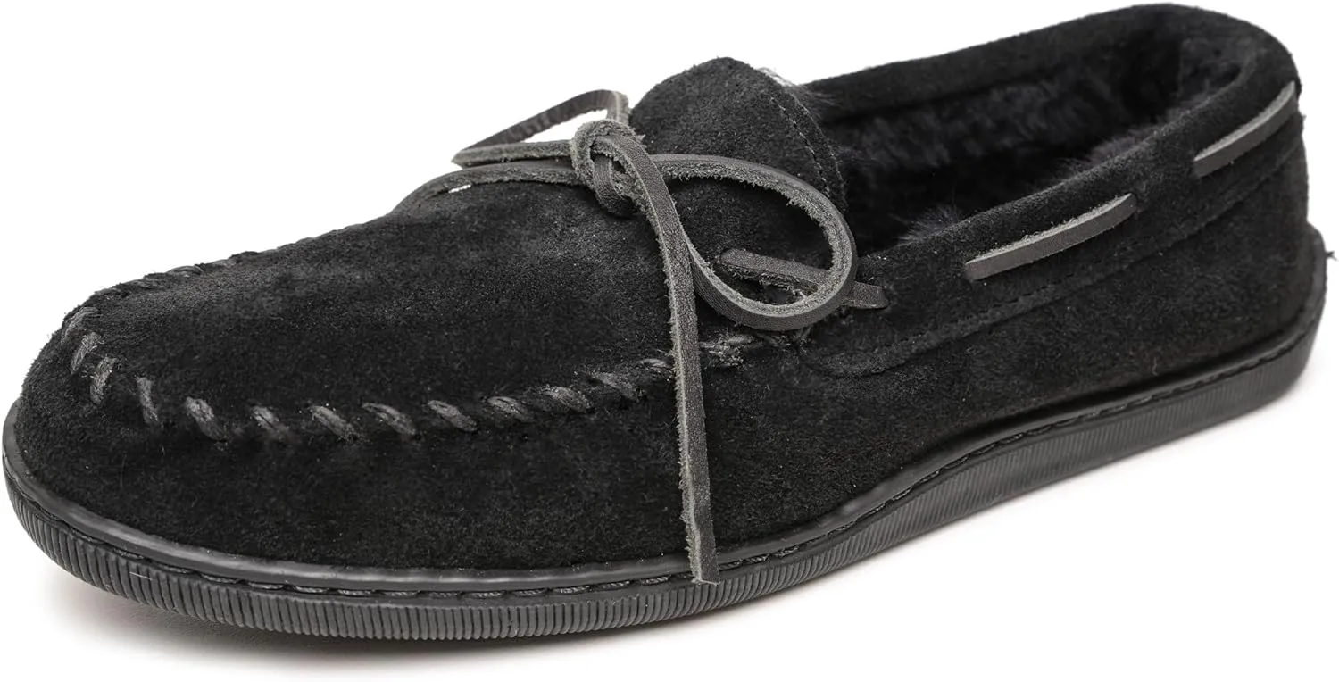 Minnetonka Men's Sheepskin Hardsole Moccasin Slippers