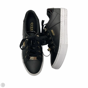Zip Up Closure Shoes Sneakers By Guess In Black & Gold, Size: 6.5