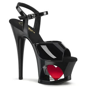 MOON-709H Pleaser Black Patent/Red Sexy Platform Shoes (Pole Dancing Heels)