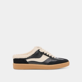 Unwind Friendly Fit NOTICE SLIDE PLUSH SNEAKERS BLACK WOVEN LEATHER
