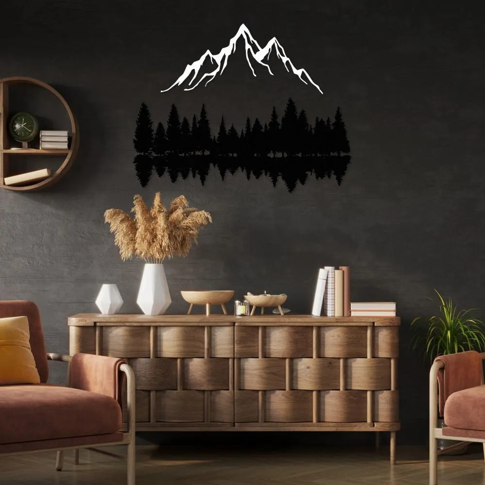 Mountain Peaks and Trees Metal Decor