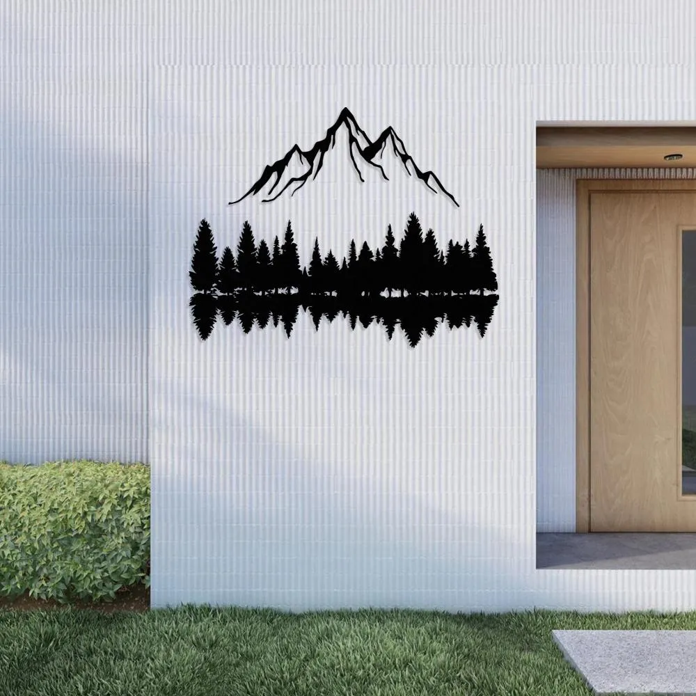 Mountain Peaks and Trees Metal Decor