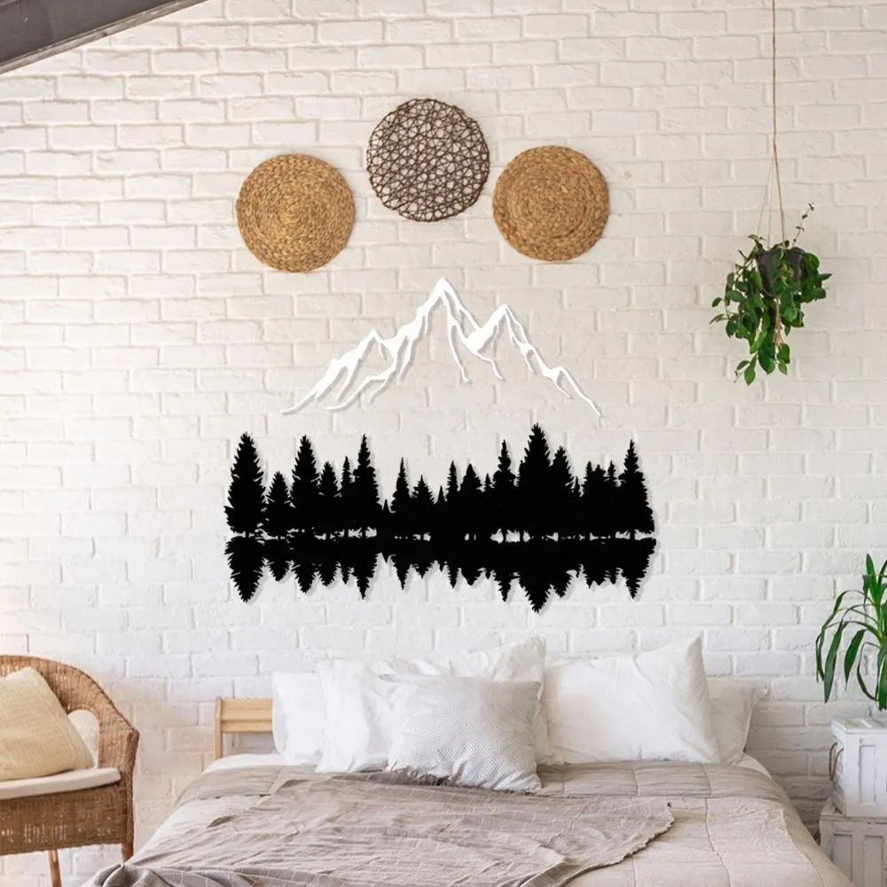 Mountain Peaks and Trees Metal Decor