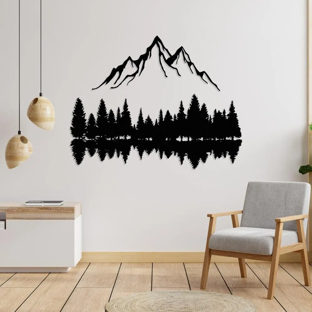 Mountain Peaks and Trees Metal Decor