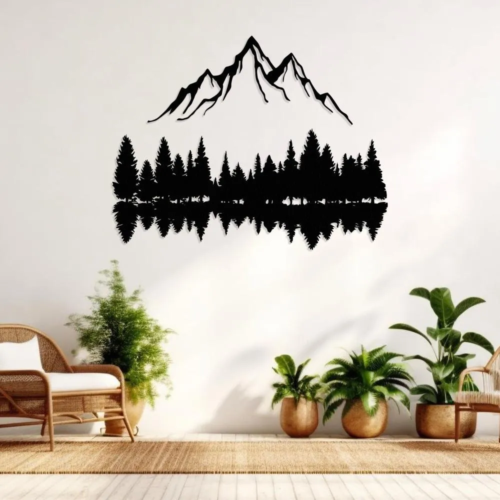 Mountain Peaks and Trees Metal Decor