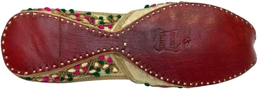 Multicoloured Embroidered Handmade Women Ballet Shoes Mojari Sandel Juti Khussa Shoe