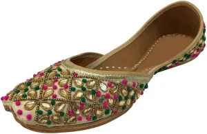 Multicoloured Embroidered Handmade Women Ballet Shoes Mojari Sandel Juti Khussa Shoe